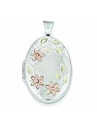 Genuine .925 Sterling Silver Floral 26mm Oval Locket 2.5 Grams. 100% Satisfaction Guaranteed.