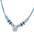 Aqua Flower Charm Girls Pendant Necklace