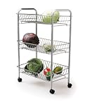 Kitchen & Housewares : Kitchen Craft Chrome Plated 3 Tier Trolley 43cm x 28cm x 66cm