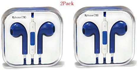 Mphone(TM) 2Pack High Quality Earphone In-ear Headphone with Microphone & Volume Control for I Phone I Pad I Pod High Quality 3.5 Mm Plug for Mp3 Player(Blue)