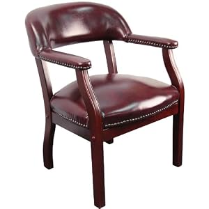 Guest Chair Visitors Chair - Traditional Captain's Chair with Oxblood Vinyl -... by Furniture Crew