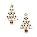 Festive Fashion Red Green Crystal Holiday Christmas Tree White Enamel Stud Drop Earrings For Women Teen Gold Plated Alloy