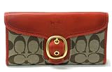 AUTHENTIC COACH BLEECKER SIGNATURE CHECKBOOK WALLET 40893 (Khaki/RO)