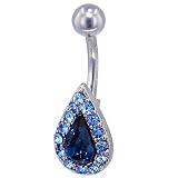 Blue Crystal Teardrop Dangle Belly Ring