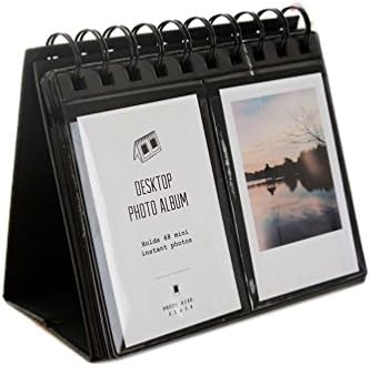 [Fujifilm Instax Mini Photo Album] 68 Pieces Pockets Desk Calendar Style Wedding Photo Album For Fujifilm Instax Mini 7s 8 25 50s 70 90/ Polaroid Z2300/ Polaroid PIC-300P/ Polaroid Snap Films (Black)