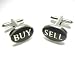 Silver & Black Buy Sell Wall Street Stock Broker Cufflinks w/ Gift Box