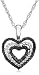Sterling Silver Black and White Diamond Heart Pendant, (0.33 cttw)
