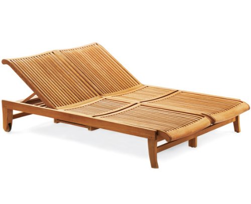 New Grade A Teak Multi Position Sun Double Chaise Lounger Steamer with silde out Tray with cushions ( sold separately )