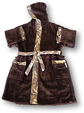 Brown Hooded Bath Robe with Realtree Max-4 Trim - Youth Large