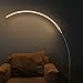 Brightech - Sparq LED Arc Floor Lamp - Curved, Contemporary Minimalist Lighting Design - Warm White Light - Silver