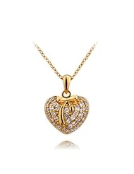 Honeystore Girls Heart Zircon Gold Plated Necklace Color Gold