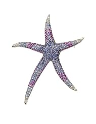 14k White Gold Multicolor Gemstone & Diamond Starfish Brooch/Pendant