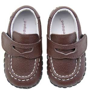 Pediped Shoes - Charlie - Chocolate Brown Penny Loafer - Infant or Toddler Boys soft leather shoes - Baby Boy's leather shoe - Double Lined Baby Boy Shoe