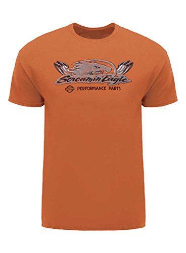 Harley-Davidson Screamin' Eagle Men's T-Shirt, Eagle Pipes, Orange HARLMT0222