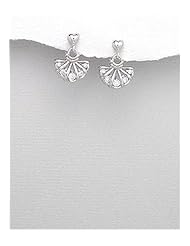 Shell CZ Earrings In 92.5 Sterling Silver