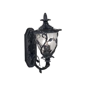 Kenroy Home 70203EP Meadow Large Wall Lantern with Clear Seeded Glass Shade, Ebony Pearl