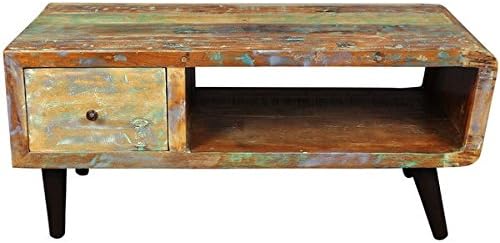 Wanderloot Route 66 Reclaimed Wood Mid-century Modern Coffee Table with Storage Drawer (India)