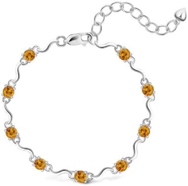 T400 Natural Brazilian Citrine Bracelet S925 Sterling Silver Bracelet Female Lucky Star Transporter Orange Color