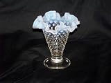 Fenton Hobnail White And Clear Milk Glass Trumpet Vase 4"