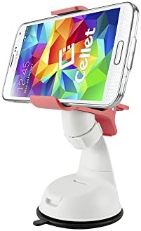 iPhone 6 Plus CyonGear Dashboard/Windshield Car Mount Holder with Sticky Pad for Phones up to 4.3 Inches Wide - Pink w/Red Rubber Grip