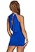 Female Women Hot Neck Rhinestone Mini Skirt Ball Night Club Dress (Blue)