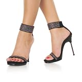 Produkt-Bild: CHIC-40, Mini Plateau Fesselriemchen Sandalette schwarz Strass