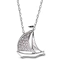 10k White or Yellow Gold Diamond Sailboat Pendant (1/10 cttw), 18