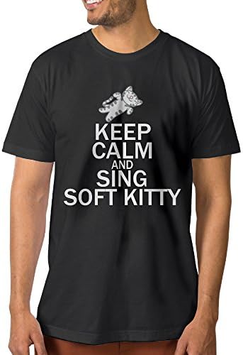 Men's Crew Neck Cotton Tshirts With Keep Calm Sing Soft Kitty