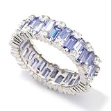 Sterling Silver / Platinum Round & Baguette Cut Brilliante Eternity Ring