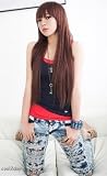 cute Brown Long Straight Wig Kanekalon DARK BROWN Full Wigs jf010011