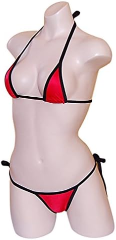 BikiniMo - SOLID - Thong Swimwear - Many Colors - Red/Black - Small