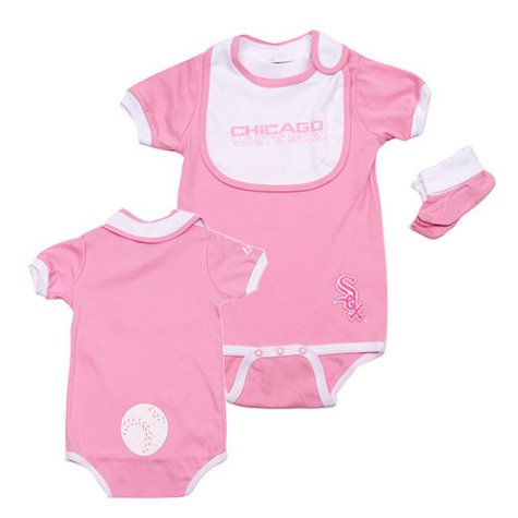 Infant Chicago White Sox Pink Onesie, Bib & Bootie Set