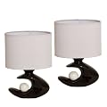 BRUBAKER Tisch- oder Nachttischleuchten Duo 25 cm Schwarz Wei� Design Trend im Doppelpack
