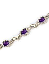 14kt Yellow Gold Oval Amethyst and Diamond Bracelet