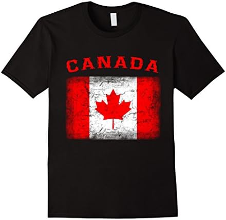 Men's Canada Flag Tshirt Distressed Canadian Maple Leaf Flag Shirt 2XL Black