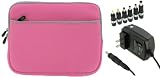 2n1 Combo - HP Mini 1035NR 10.2-Inch Netbook Neoprene Sleeve SlipCase and AC Adapter Charger (Invisible Zipper Dual-Pocket - Pink)