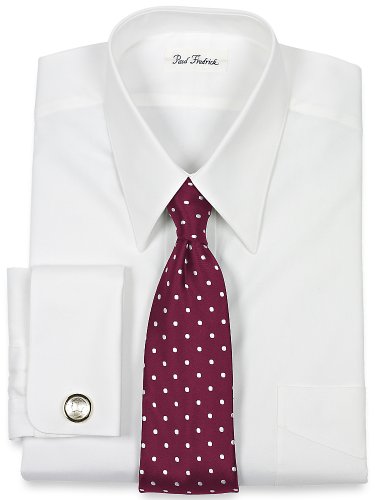 Paul Fredrick Men's Cotton Pinpoint Oxford European Straight Collar French Cuff Dress Shirt White 18.5/36 Paul Fredrick Men's Cotton Pinpoint Oxford European Straight Collar French Cuff Dress Shirt White 18.5/36