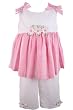 Rare Editions Spring/Summer Girls Pink Gingham Daisy Capri Pant Set