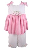 Rare Editions Spring/Summer Girls Pink Gingham Daisy Capri Pant Set