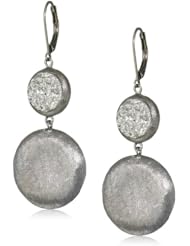 Marcia Moran "Illume" Titanium Druzy and Gunmetal Round Shape Dangling Earrings