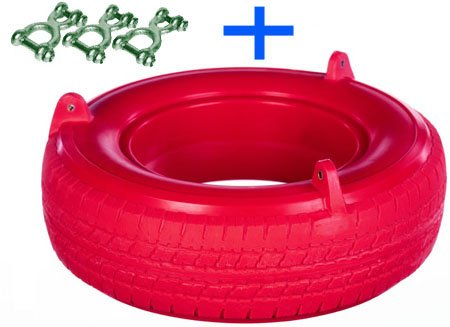 Plastic Tire Swing with 3 clevis, Red