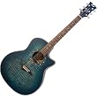 Dean Exotica Quilted Ash Acoustic-Electric Cutaway Guitar with Tuner Preamp, Trans Satin Blue