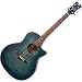 Dean Exotica Quilted Ash Acoustic-Electric Cutaway Guitar with Tuner Preamp, Trans Satin Blue