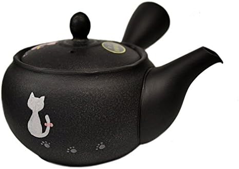 Tokoname Ware Hakuyo Kuroneko(Black Cats) Kyusu Teapot