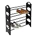 Honey-Can-Do SHO-08485 4-Tier Black Lightweight Plastic Shoe Rack with Circle Patterns, One Size,