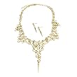 Goldtone Swirl Design with Spike Statement Necklace and Earrings Set Fashion Jewelry