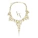 Goldtone Swirl Design with Spike Statement Necklace and Earrings Set Fashion Jewelry