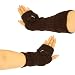 Knit Arm Warmer Fingerless Bow Crystals Gloves Brown