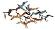 47" Japanese Raku Style Flying Seabird Flock Iron Wall Decor