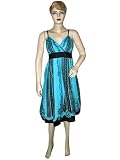 Cheap Deals on bohemian sundresses-Beach Wear- Turquoise Blue With Black Printed Spaghetti Dress India